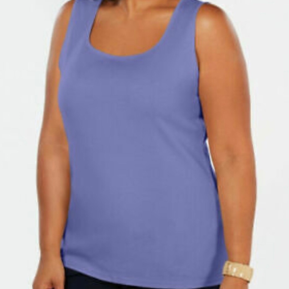 NEW Karen Scott purple cotton square top, 2X.